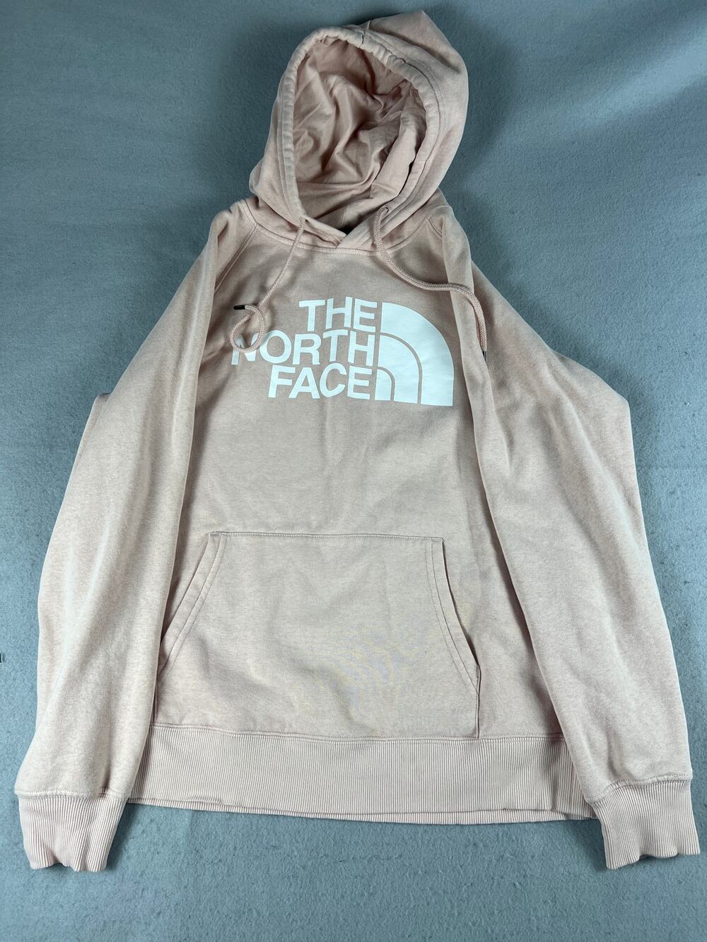 The North Face Spellout Hoodie Womens L Pink Graphics Print Pullover Sweatshirt